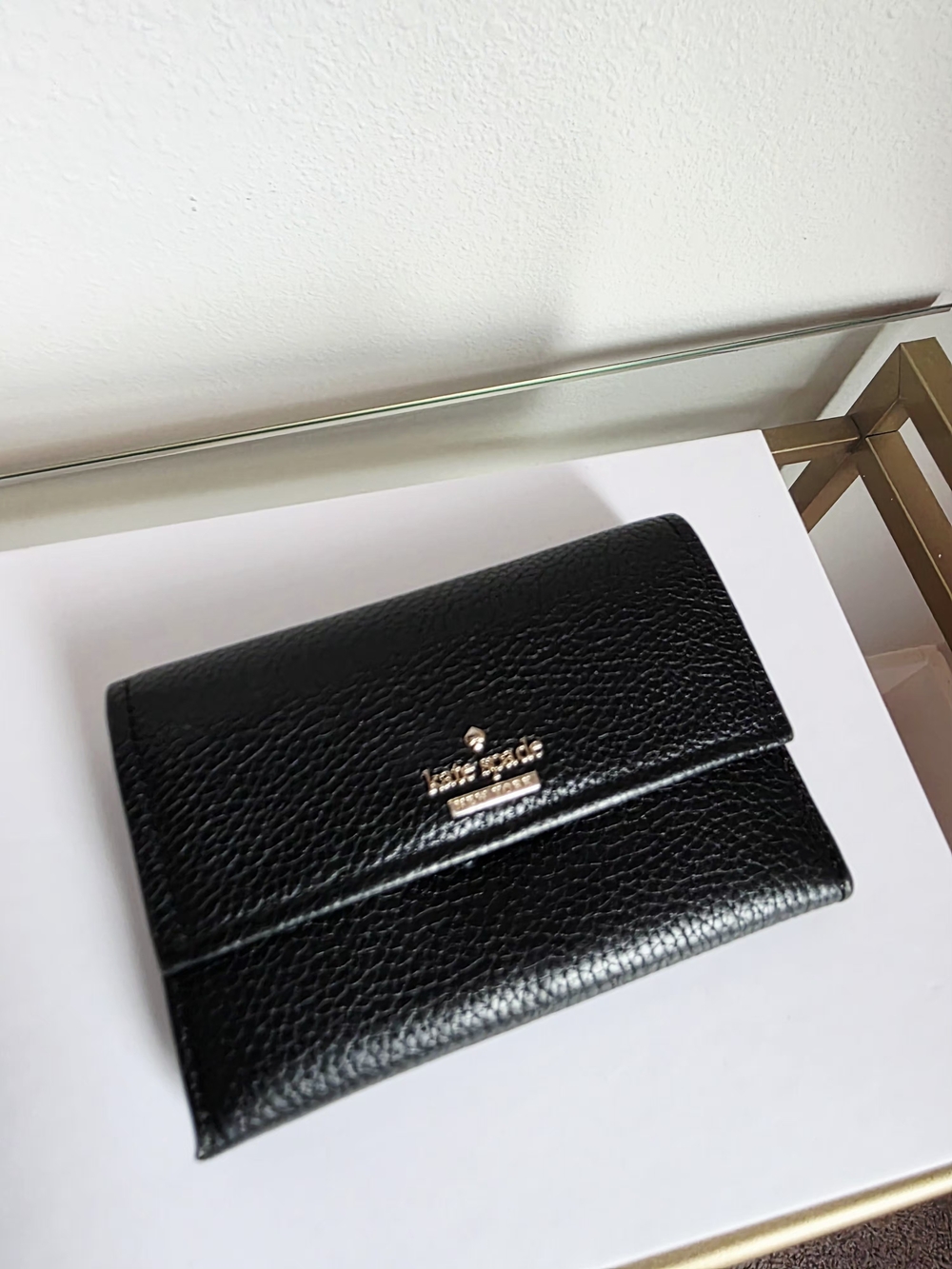 Kate Spade Meredith Black Pebbled Leather Continental Wallet